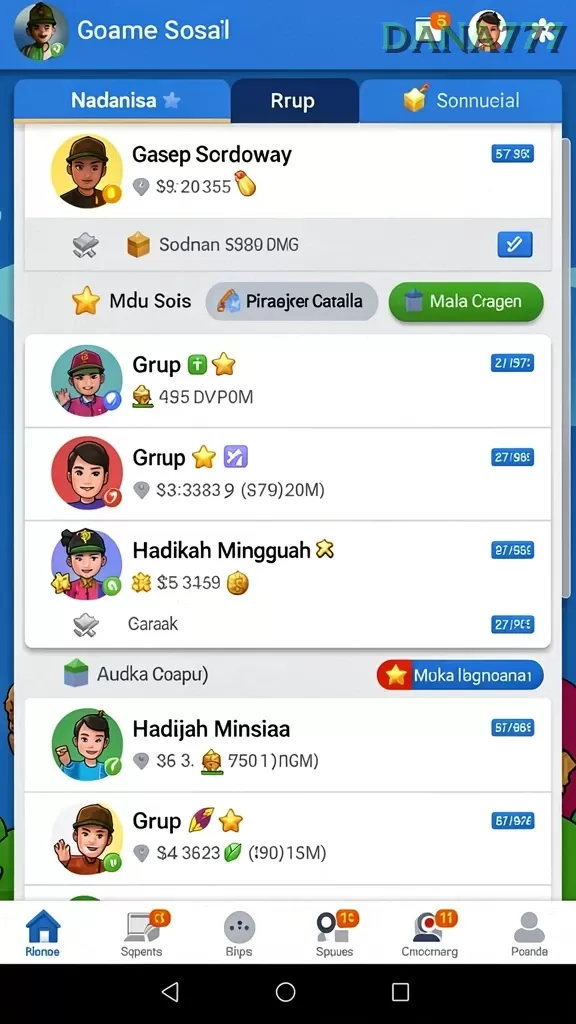 Cuplikan layar A7777 — halaman utama